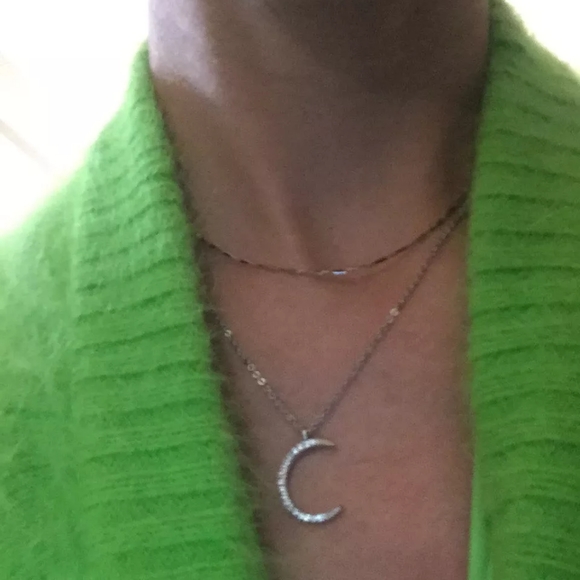 NEW | Crescent Moon Multi Layer Pave Diamond Necklace - Picture 8 of 15